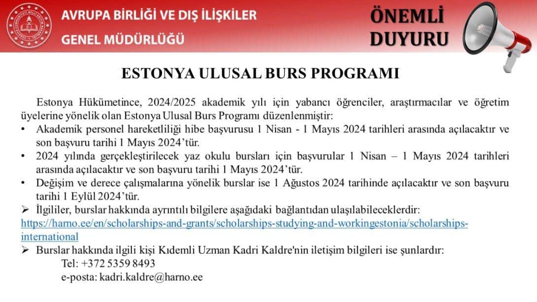 Estonya Ulusal Burs Programı
