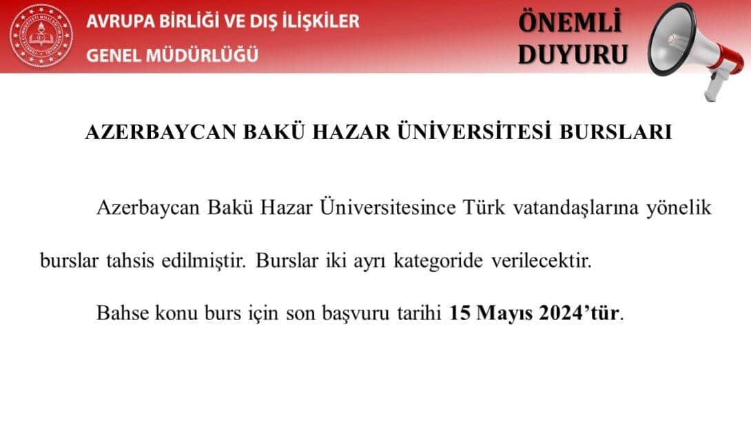 Azerbaycan Bakü Hazar Üniversitesi Bursları