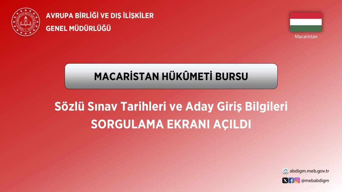 Macaristan Hükûmeti Bursu Sözlü Sınav Tarihleri ve Aday Giriş Bilgileri