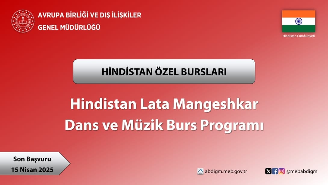 Hindistan Lata Mangeshkar Dans ve Müzik Burs Programı